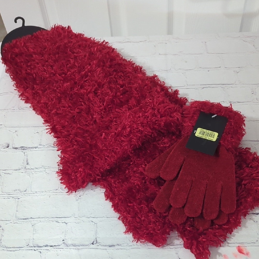 Preston & York Red Scarf and Glove Set